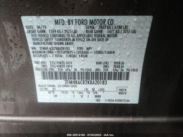 2019 Ford Flex, VIN: 2FMHK6C82KBA20183