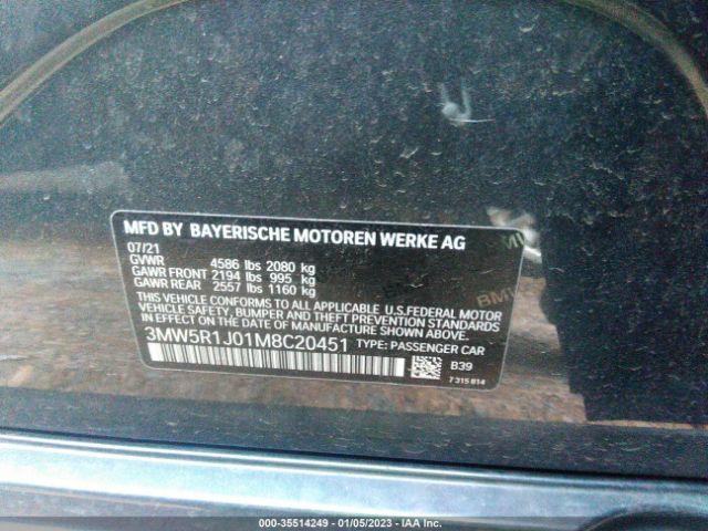 3MW5R1J01M8C20451 BMW 3 Series 330i
