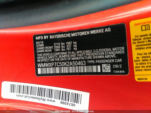 2019 Mini Cooper, VIN: WMWXP7C50K2A50463