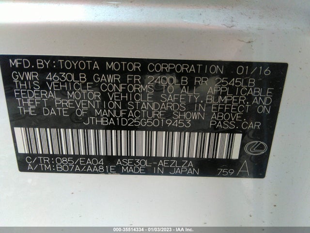 Lexus IS 200T 2016 JTHBA1D25G5019453 Image 10