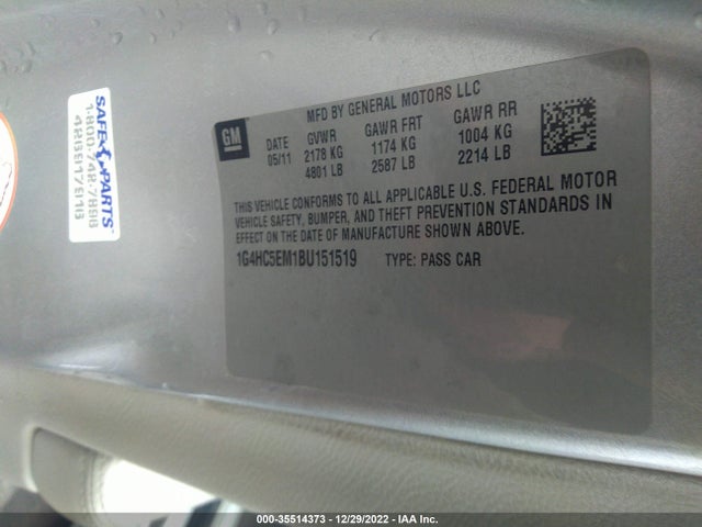 2011 BUICK LUCERNE CXL VIN: 1G4HC5EM1BU151519