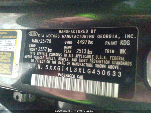 KIA Optima Lx 2020 5XXGT4L3XLG450633 Image 9