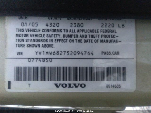YV1MW682752094764 Volvo V50
