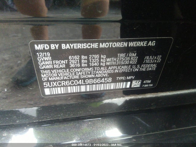 BMW X5 Xdrive40i 2020 5UXCR6C04L9B66458 Image 9
