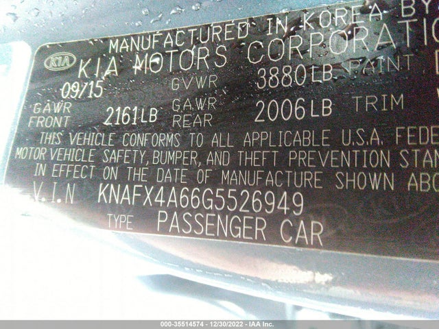 2016 Kia Forte, VIN: KNAFX4A66G5526949
