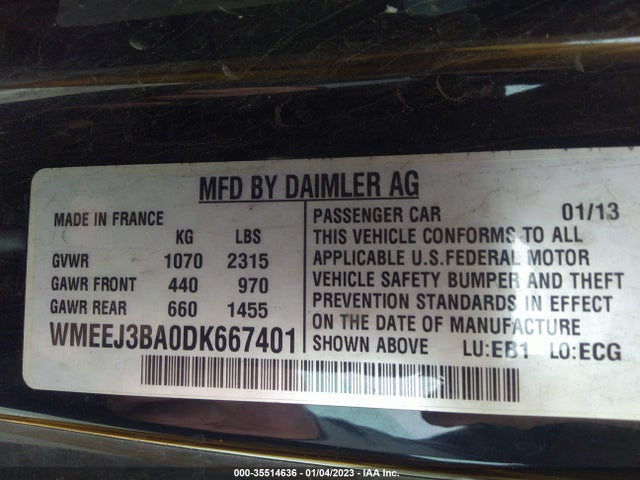 2013 SMART FORTWO PURE/PASSION VIN: WMEEJ3BA0DK667401