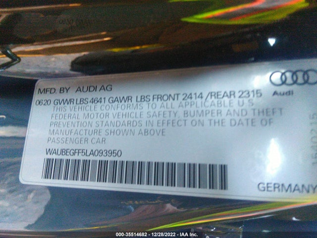 2020 Audi A3, VIN: WAUBEGFF5LA093950