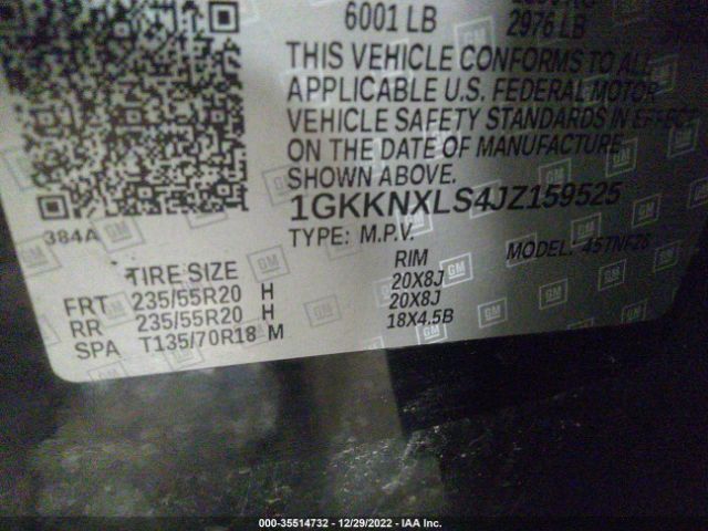 1GKKNXLS4JZ159525 GMC Acadia Denali