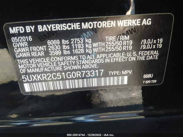 BMW X5 Sdrive35i 2016 5UXKR2C51G0R73317 Image 9
