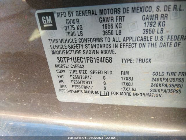 3GTP1UEC1FG164058 GMC Sierra 1500 Sle