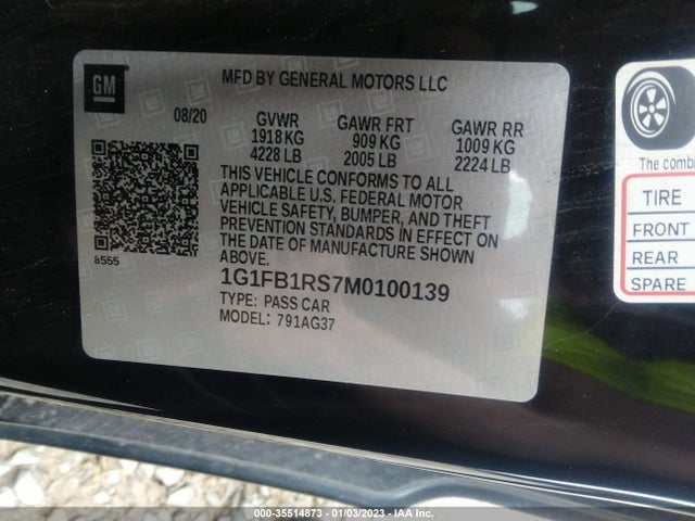 Chevrolet Camaro 1lt 2021 1G1FB1RS7M0100139 Image 9