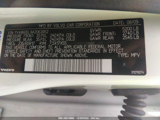 Volvo Xc60 3.2l 2010 YV4960DL9A2063952 Image 10