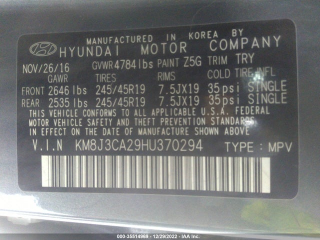 Hyundai Tucson Limited 2017 KM8J3CA29HU370294 Image 11