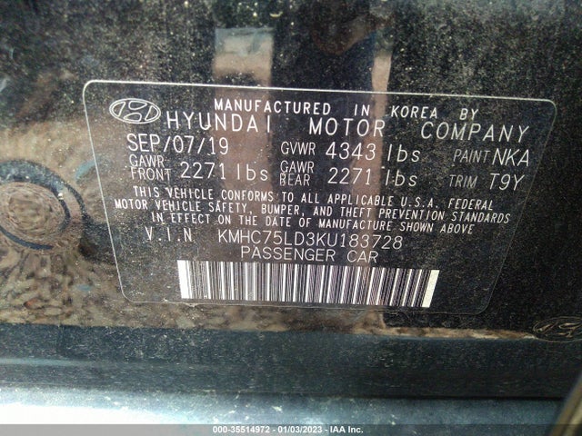 2019 Hyundai Ioniq, VIN: KMHC75LD3KU183728