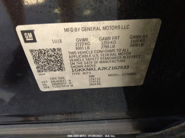 GMC Acadia 2019 1GKKNKLA2KZ162533 Image 10