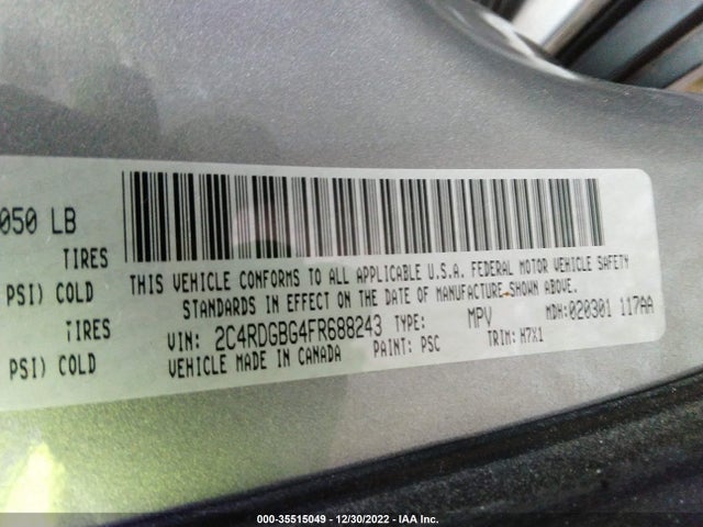 2015 Dodge Grand Caravan, VIN: 2C4RDGBG4FR688243