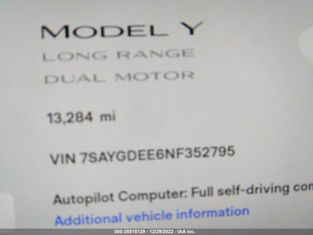 Tesla Model Y 2022 7SAYGDEE6NF352795 Image 9