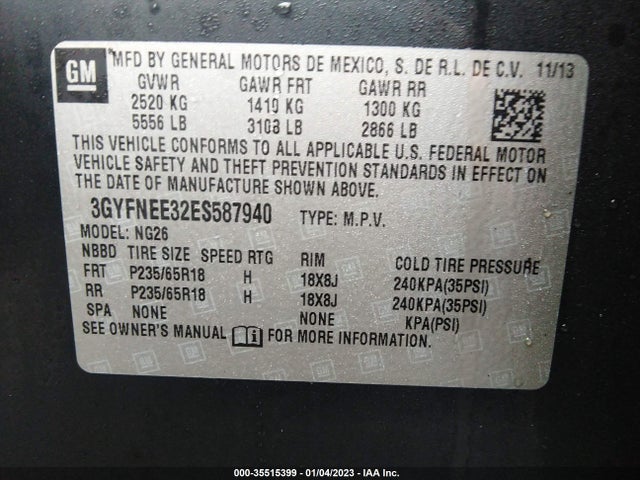 2014 Cadillac SRX, VIN: 3GYFNEE32ES587940