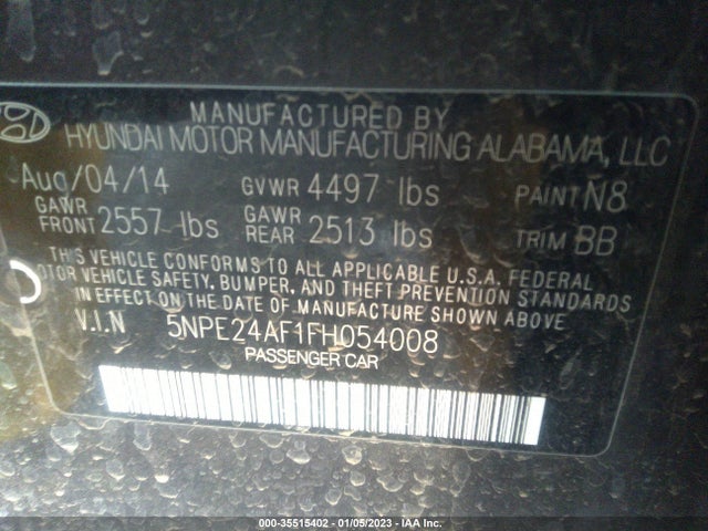 2015 Hyundai Sonata, VIN: 5NPE24AF1FH054008