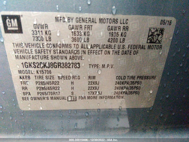 GMC YUKON DENALI 2016 1GKS2CKJ8GR382783 Image 12