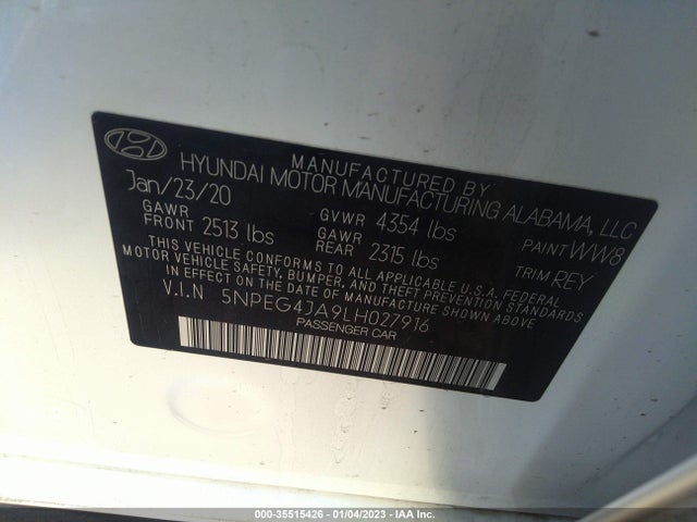 Hyundai SONATA SE 2020 5NPEG4JA9LH027916 Image 11