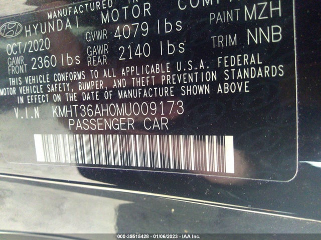 2021 Hyundai Veloster, VIN: KMHT36AH0MU009173