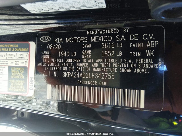 2020 KIA RIO LX VIN: 3KPA24AD3LE342755