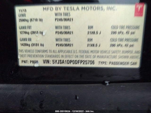 Tesla Model S Performance 2013 5YJSA1DP0DFP25706 Image 10