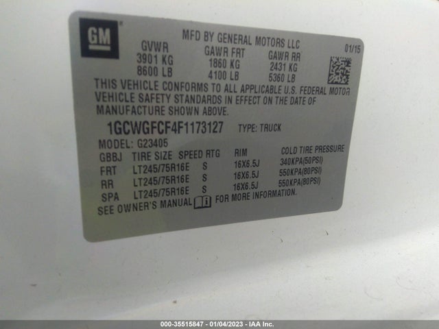 2015 Chevrolet Express, VIN: 1GCWGFCF4F1173127