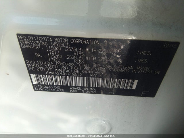 2017 Toyota RAV4, VIN: JTMWFREV4HJ706539