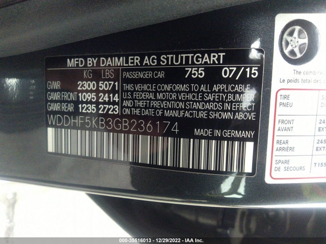 2016 Mercedes-Benz E-Class, VIN: WDDHF5KB3GB236174