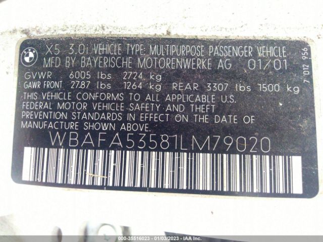 WBAFA53581LM79020 BMW X5 3.0I