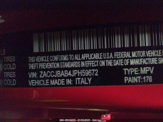 2018 JEEP RENEGADE UPLAND EDITION VIN: ZACCJBAB4JPH59672