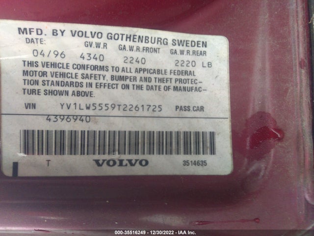 Volvo 850 1996 YV1LW5559T2261725 Image 10
