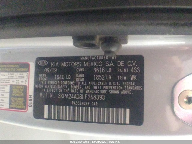 KIA RIO S 2020 3KPA24AD8LE268393 Image 11