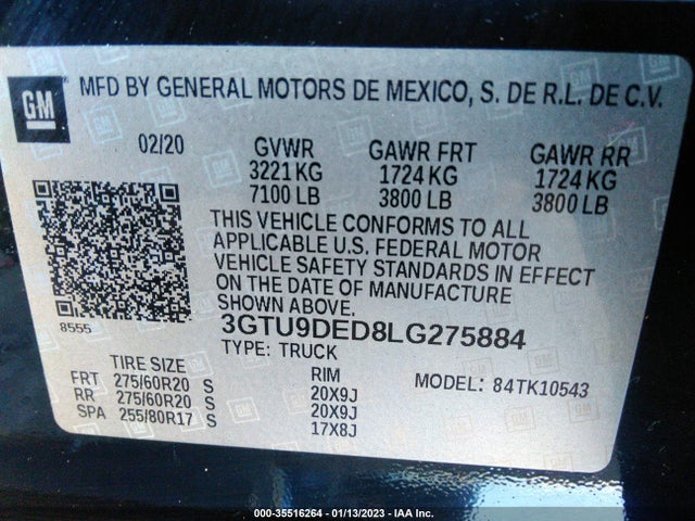 GMC Sierra 1500 Slt 2020 3GTU9DED8LG275884 Image 11