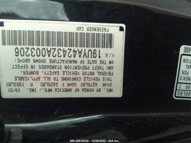 Acura CL 2002 19UYA42432A003206 Image 10