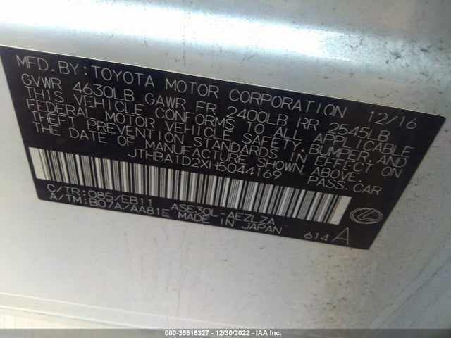 JTHBA1D2XH5044169 Lexus Is Is Turbo