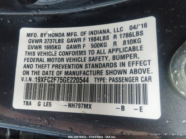 Honda Civic Sedan Ex 2016 19XFC2F75GE220544 Image 10