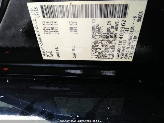 Nissan MAXIMA SL 2018 1N4AA6AP3JC403962 Image 9
