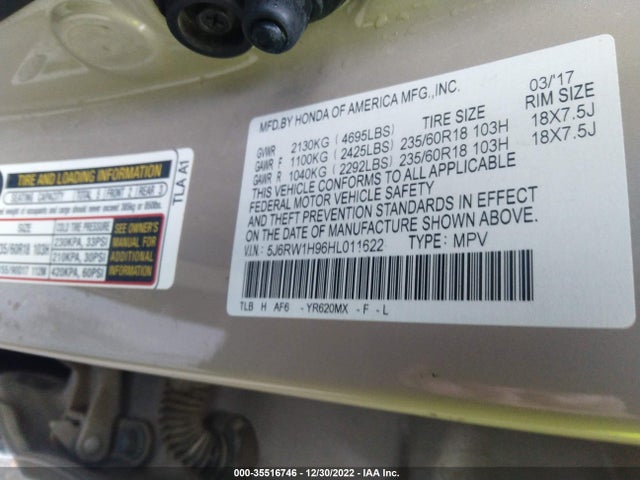 Honda CR-V 2017 5J6RW1H96HL011622 Image 10