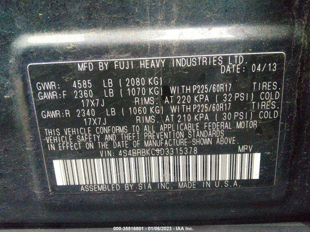 Subaru Outback 2.5i Limited 2013 4S4BRBKC9D3315378 Image 10