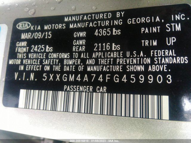 5XXGM4A74FG459903 KIA Optima Lx