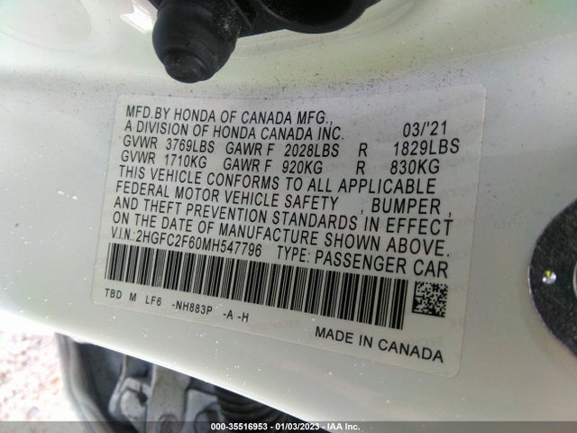 Honda Civic Sedan Lx 2021 2HGFC2F60MH547796 Image 9