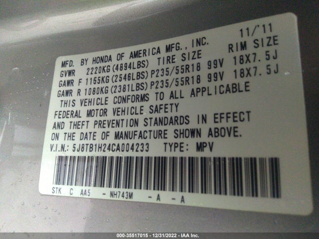 Acura RDX 2012 5J8TB1H24CA004233 Image 10