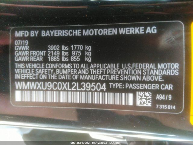 WMWXU9C0XL2L39504 Mini Hardtop 4 Door Cooper S