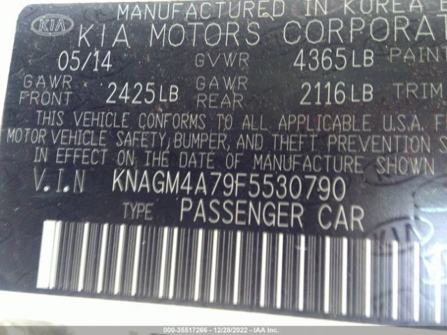 KNAGM4A79F5530790 KIA Optima Lx