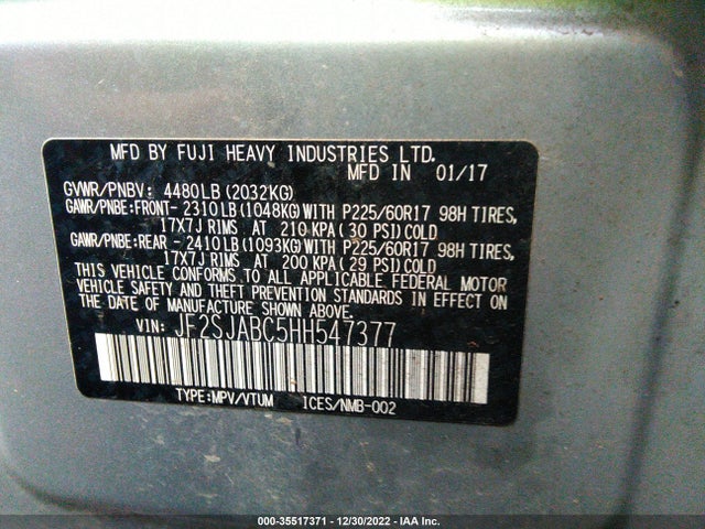 Subaru Forester 2017 JF2SJABC5HH547377 Image 9