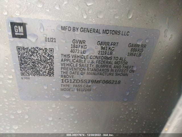 Chevrolet MALIBU LT 2021 1G1ZD5ST9MF066218 Image 9