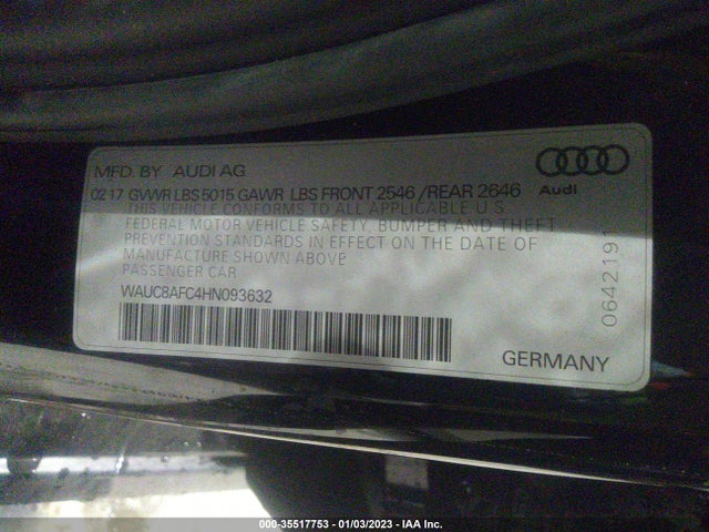 WAUC8AFC4HN093632 Audi A6 PREMIUM